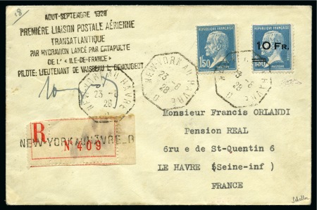 1928 ILE DE FRANCE Les deux valeurs 10F sur 90c Berthelot