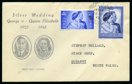 Stamp of Great Britain » King George VI 1948 Royal Wedding first day cover with the £1 and 2 1/2d on illustrated envelope