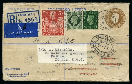 Stamp of Great Britain » King George VI 1941-54, Group of 7 covers with KGVI frankings with high values