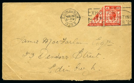 1929 (Aug 29) Envelope sent locally in Edinburgh with 1929 PUC 1d bisect