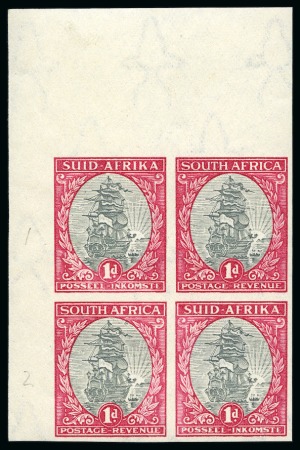 1934 1d Grey & Carmine mint nh imperforate block of four