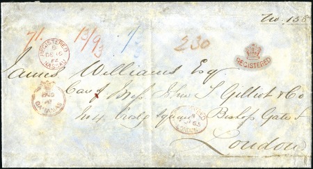 BAHAMAS: 1864 (Dec 16) Large linen envelope sent r