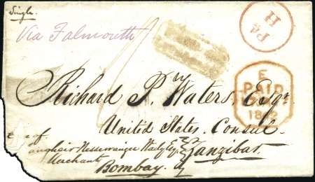 Stamp of Zanzibar » Pre-Post Office Period (Pre-1875) EARLIEST RECORDED INCOMING COVER IN PRIVATE HANDS