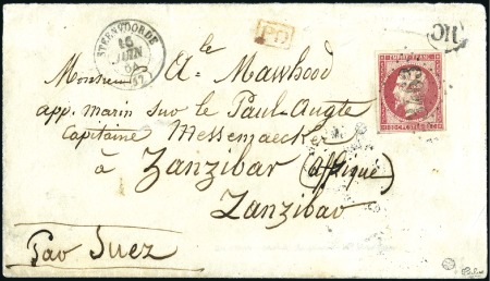 Stamp of Zanzibar » Pre-Post Office Period (Pre-1875) 1864 (Jun 16) Incoming envelope from Steenvoorde, 