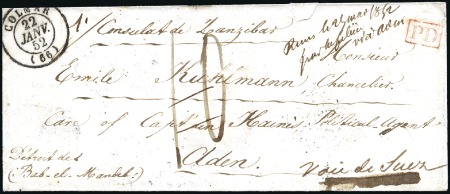 Stamp of Zanzibar » Pre-Post Office Period (Pre-1875) 1852 (Jan 22) Incoming stampless envelope from Col