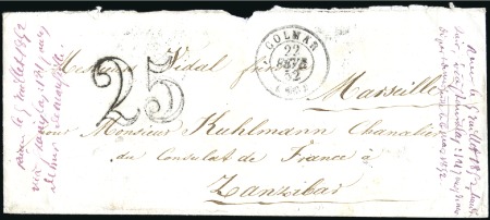 Stamp of Zanzibar » Pre-Post Office Period (Pre-1875) 1852 (Feb 22) Incoming stampless envelope from Col