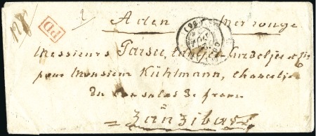 Stamp of Zanzibar » Pre-Post Office Period (Pre-1875) 1854 (Nov 22) Incoming envelope from Colmar, Franc