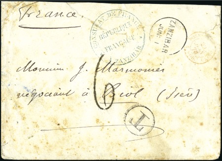 Stamp of Zanzibar » The Indian Post Office (1875-1895) EXTREMELY RARE CONSULAR COVER

1878 (Jun 1) Stam