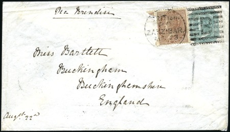 Stamp of Zanzibar » The Indian Post Office (1875-1895) 1879 (Aug 23) Envelope from Josephine Bartlett of 