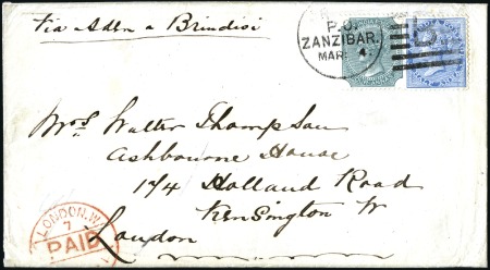Stamp of Zanzibar » The Indian Post Office (1875-1895) 1881 (Mar 4) Single letter rate envelope from Walt