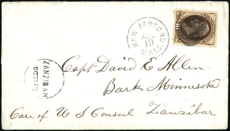 Stamp of Zanzibar » The Indian Post Office (1875-1895) 1878 (Aug 19) Incoming envelope from New Bedford, 