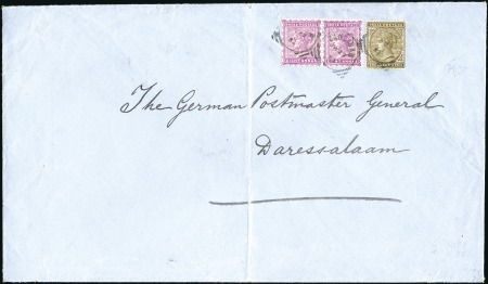 Stamp of Zanzibar » The Indian Post Office (1875-1895) 1893 (Jan 23) Large envelope sent to the German Po