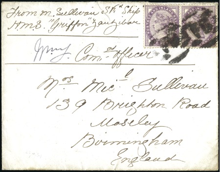 Stamp of Zanzibar » Anti-Slave Patrol (1864-1896) 1889 Sailor’s concessionary rate envelope from the