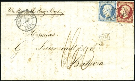 1855 Lettre de Nantes pour BATAVIA via Marseille, 