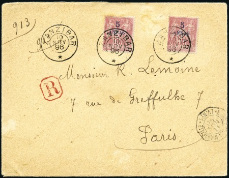 1896 (Nov 10) Envelope sent registered to France w
