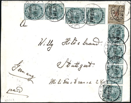 1896 (Feb 28) Envelope to Germany bearing eight 18