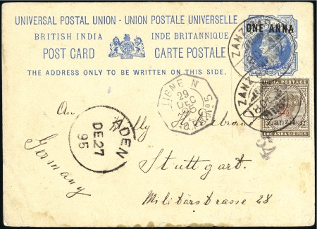 1895 (Dec 18) India 1a on 1 1/2a postal stationery