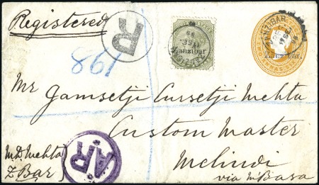 1896 (Sep 17) Overprinted India 2a6p postal statio