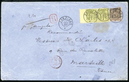 Stamp of Zanzibar » The French Post Office (1889-1904) 1889 (Dec 17) Envelope sent registered eight-times