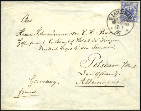 1891 (Jan 12) Envelope at single letter rate to Ge