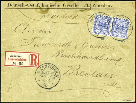 1890 (Sep 9) German East Africa Company envelope (