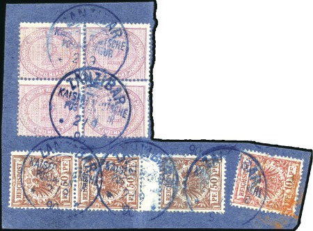 2M BLOCK OF FOUR CANCELLED WITH GREY-BLUE DATE-STA
