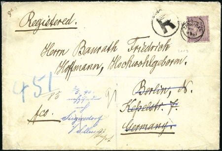 1892 (May 1) Envelope at registered double letter 