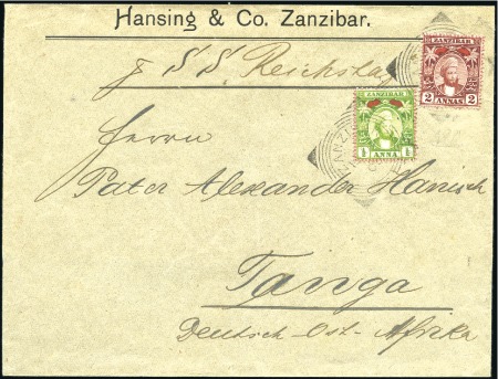 1900 Pair of covers from Hansing & Co. to German E