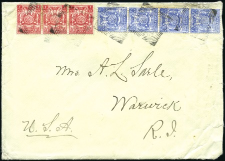 1907 (Oct 4) Envelope to the USA with 1904 1a stri