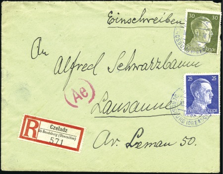 BENDSBERG: 1943 Registered censored cover from Isa