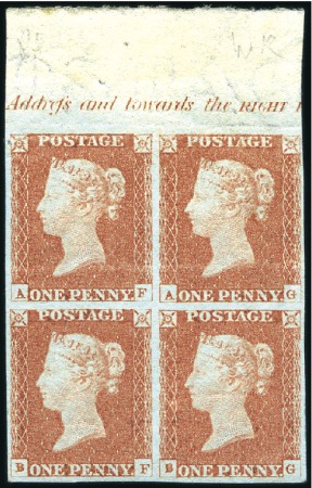 Stamp of Great Britain » 1841 1d Red 1841 1d Red on very blue paper mint og top margina