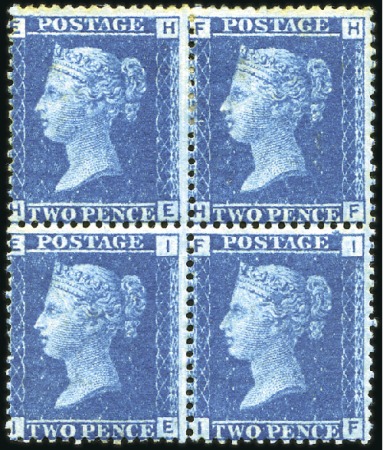 Stamp of Great Britain » 1854-70 Perforated Line Engraved 1858 2d Blue pl.9 wmk LC type II mint og block of 