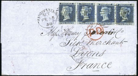 Stamp of Great Britain » 1854-70 Perforated Line Engraved 1858 Cover to France franked 2d deep blue, plate 6
