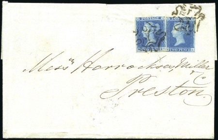 Stamp of Great Britain » 1841 2d Blue 1843 (Oct 16) Wrapper from London to Preston with 