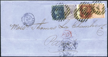 Stamp of Great Britain » 1855-1900 Surface Printed 1863 (May 7) Wrapper from London to France with 18