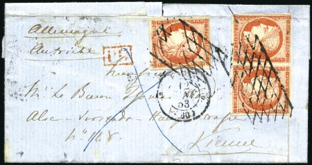1849 40c en paire + isolé sur lettre de Paris 12.0