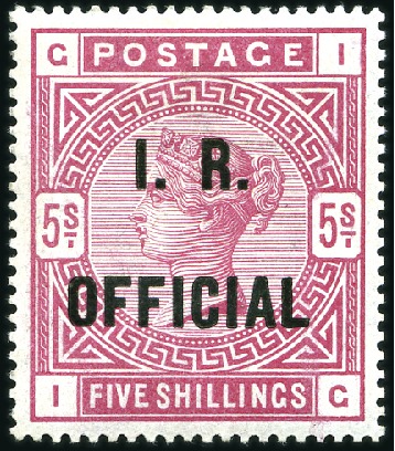 Stamp of Great Britain » Officials IR OFFICIALS: 1890 5s Rose on white paper, mint og