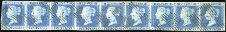 Stamp of Great Britain » 1841 2d Blue 1841 2d pale blue in horizontal strip of 7, letter