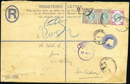 Stamp of Great Britain » 1855-1900 Surface Printed 1901 (Mar 27) Registered envelope to the Netherlan