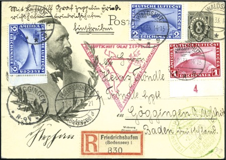 1933 8pf Postal card with 2Rm Sudamerikafahrt +1Rm