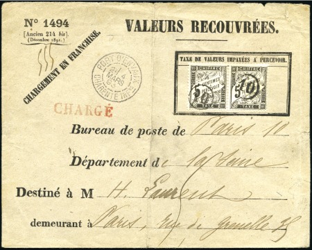 Stamp of France Rarissime usage du 5c Duval noir en paire sur Vale