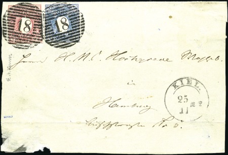 Stamp of German States » Schleswig-Holstein 1850 Cover front from Kiel to Hamburg, franked 185
