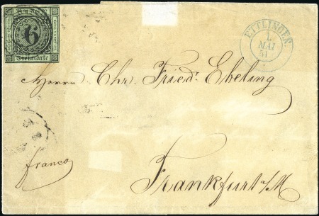 Stamp of German States » Baden FIRST DAY USAGE OF THE 6 KR

1851 Folded cover f
