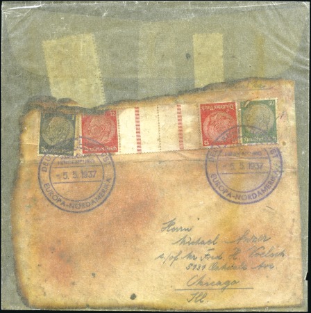 Stamp of Germany » German Empire HINDENBURG CRASH: On-board-mail cover franked Hind