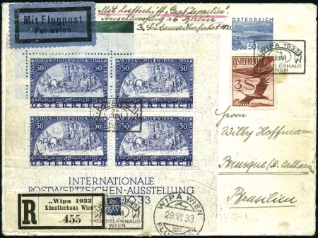 Stamp of Austria 1933 Registered airmail postal stationery WIPA env
