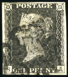 Stamp of Great Britain » 1840 1d Black and 1d Red plates 1a to 11 1840 1d Black pl.11 SA, close to good margins, sho