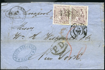 1873 Folded letter franked 40C  lilac (2) and 1874