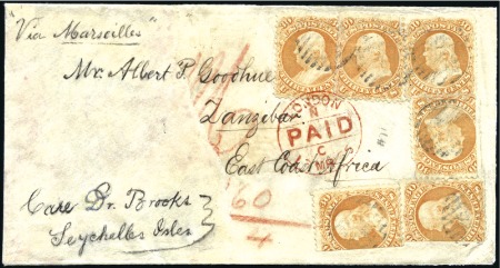 Stamp of Zanzibar » Pre-Post Office Period (Pre-1875) 1865 (Mar 12) Incoming quadruple rate envelope fro
