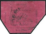 1856 4c Black on Magenta, lower corners trimmed of