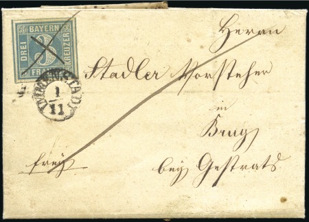 Stamp of German States » Bavaria FIRST DAY USAGE

1849 Folded entire from Immenst